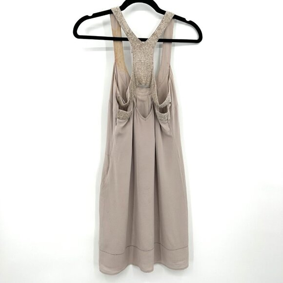 TED BAKER *FLAWED* Stone Gray Purple 100% Silk Beaded Mini Shift Dress Size XS - Picture 2 of 11